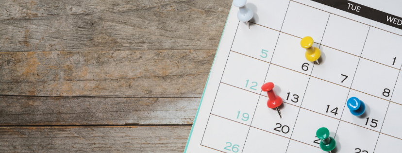 calendar with pins in dates
